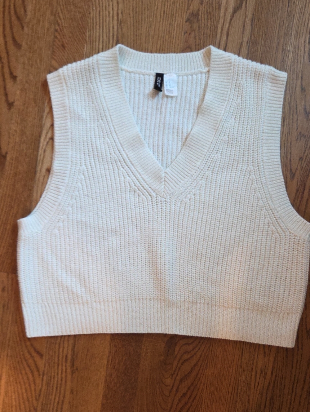 Cream Ribbed V-Neck Sweater Vest